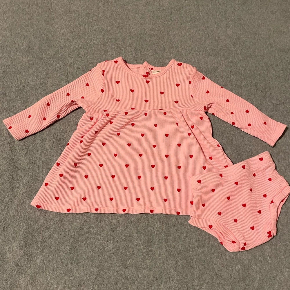 Pink and Red Heart Dress with Bloomers